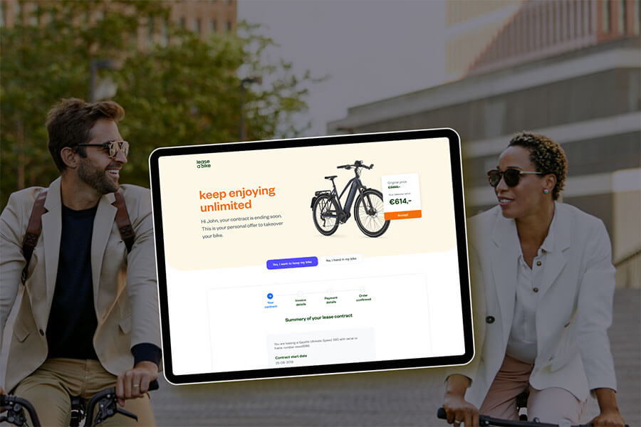 Screenshot of the Lease a Bike Remarketing platform, showing the proposal the client will see when receiving their offer for the bike